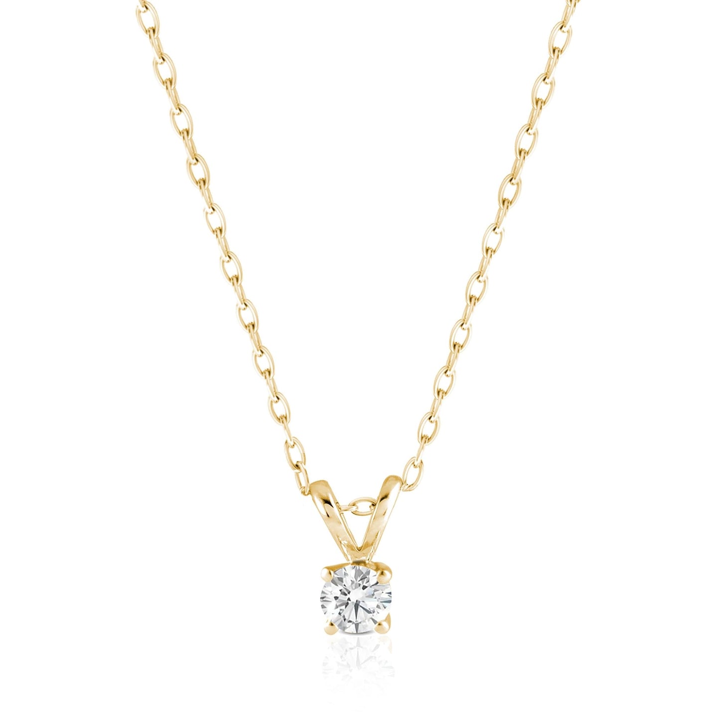 Amazon Essentials IGI Certified 0.25 Carat Solitaire Lab Grown Diamond Pendant Necklace in Solid 14k Yellow Gold - Gold Pendant Necklace - Pendant Necklace for Women - Adjustable with 16" Chain with 2" Extender