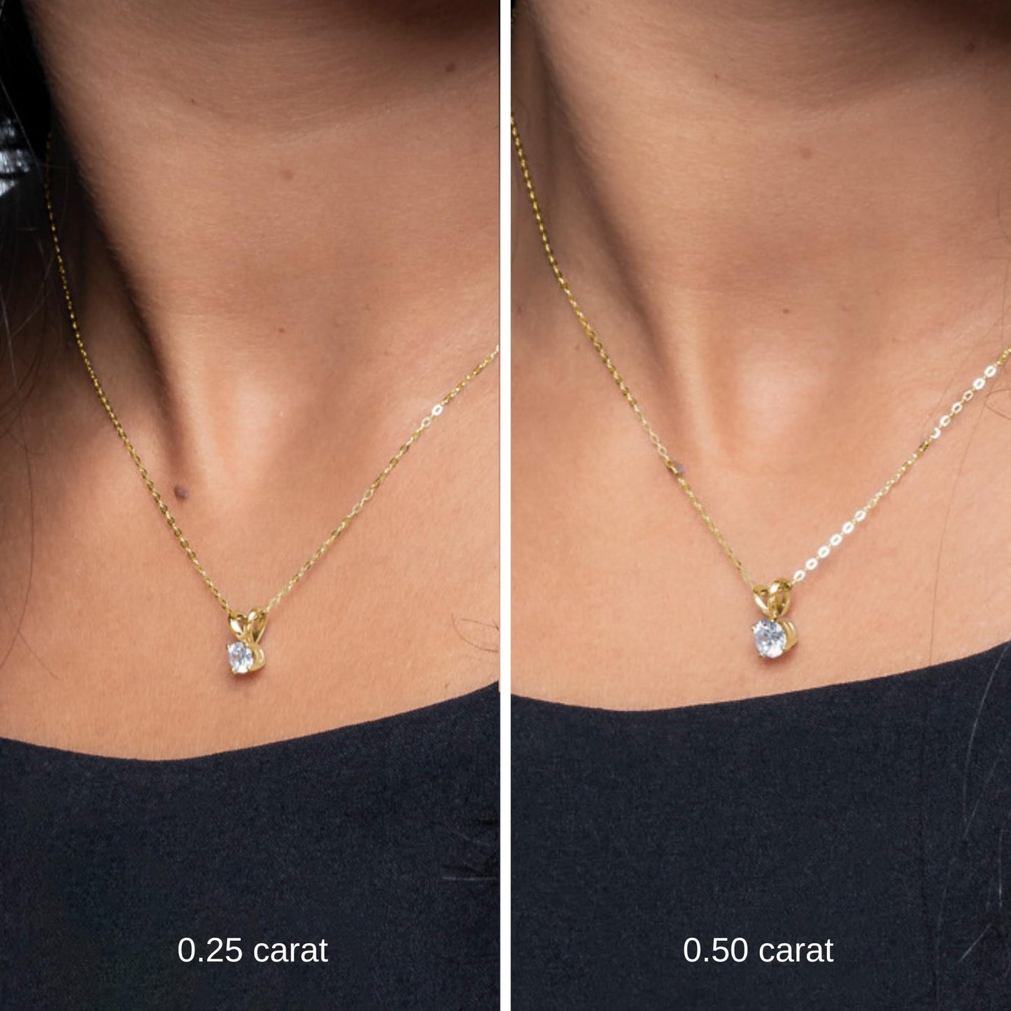 Amazon Essentials IGI Certified 0.25 Carat Solitaire Lab Grown Diamond Pendant Necklace in Solid 14k Yellow Gold - Gold Pendant Necklace - Pendant Necklace for Women - Adjustable with 16" Chain with 2" Extender