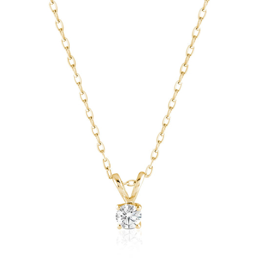 Amazon Essentials IGI Certified 0.25 Carat Solitaire Lab Grown Diamond Pendant Necklace in Solid 14k Yellow Gold - Gold Pendant Necklace - Pendant Necklace for Women - Adjustable with 16" Chain with 2" Extender