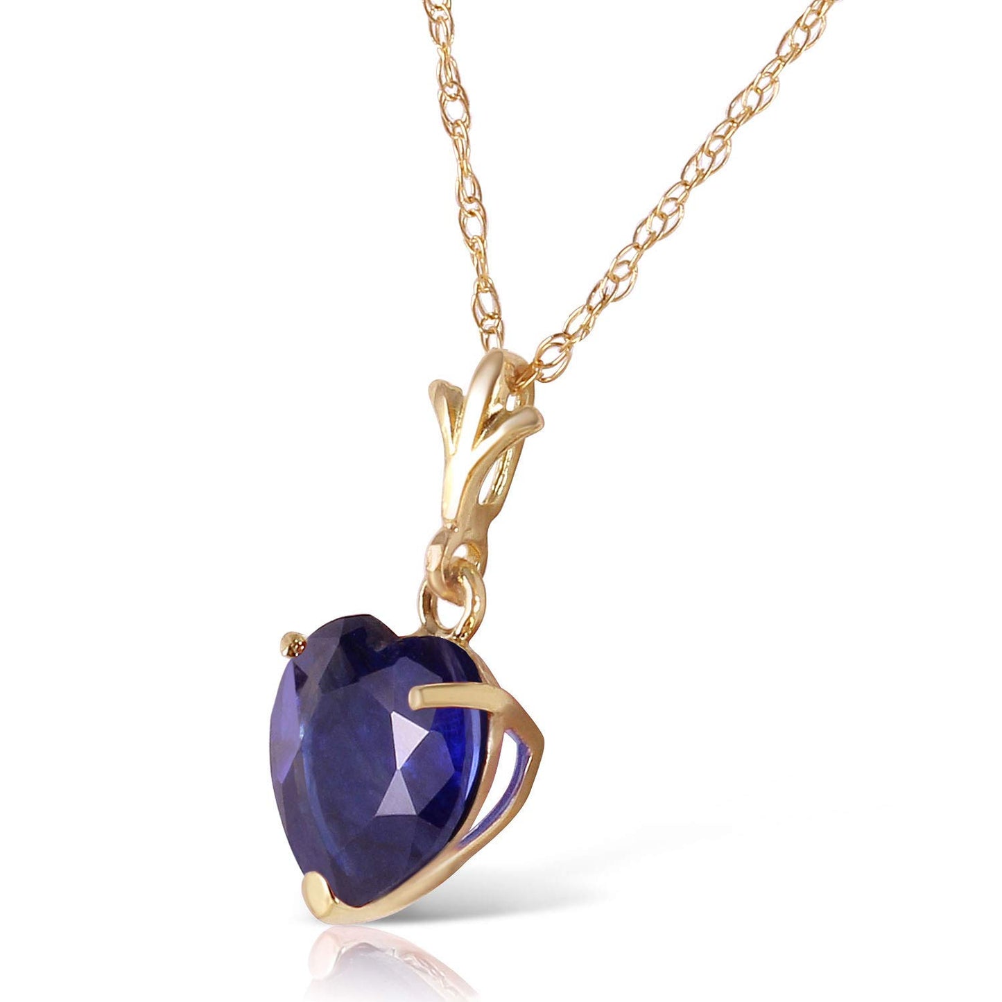 Galaxy Gold GG 14k 22" Solid Yellow Gold Heart-shaped Natural 1.55 Carat Sapphire Pendant Necklace