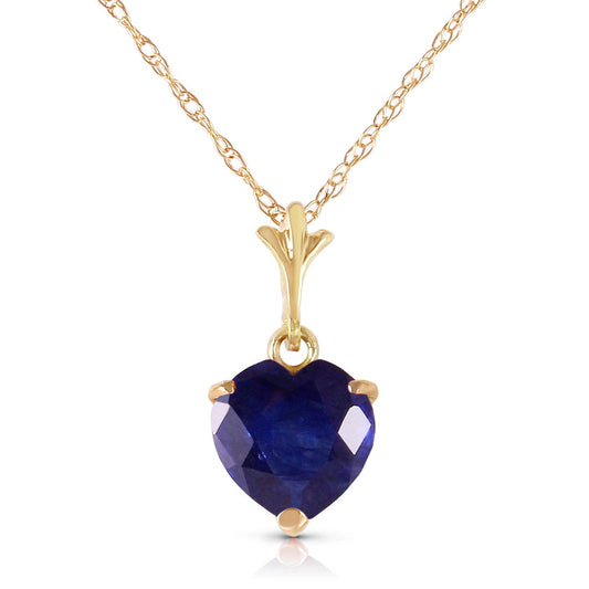 Galaxy Gold GG 14k 22" Solid Yellow Gold Heart-shaped Natural 1.55 Carat Sapphire Pendant Necklace